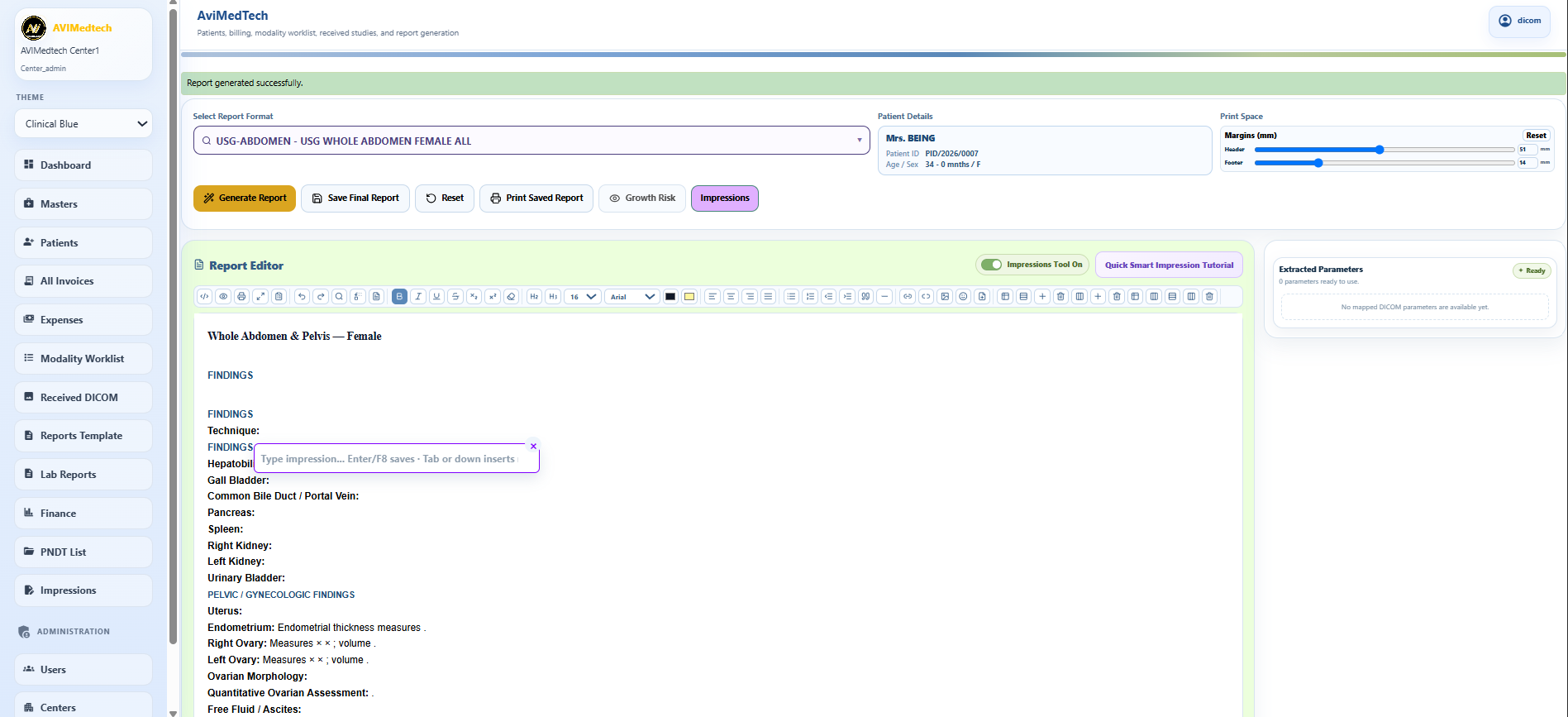 AVI MedTech structured reporting templates and report formats