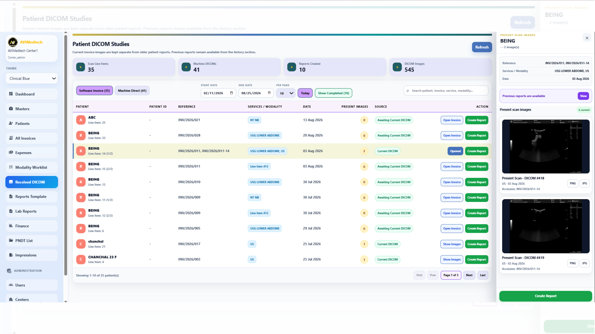 AVI MedTech DICOM studies worklist and image viewer