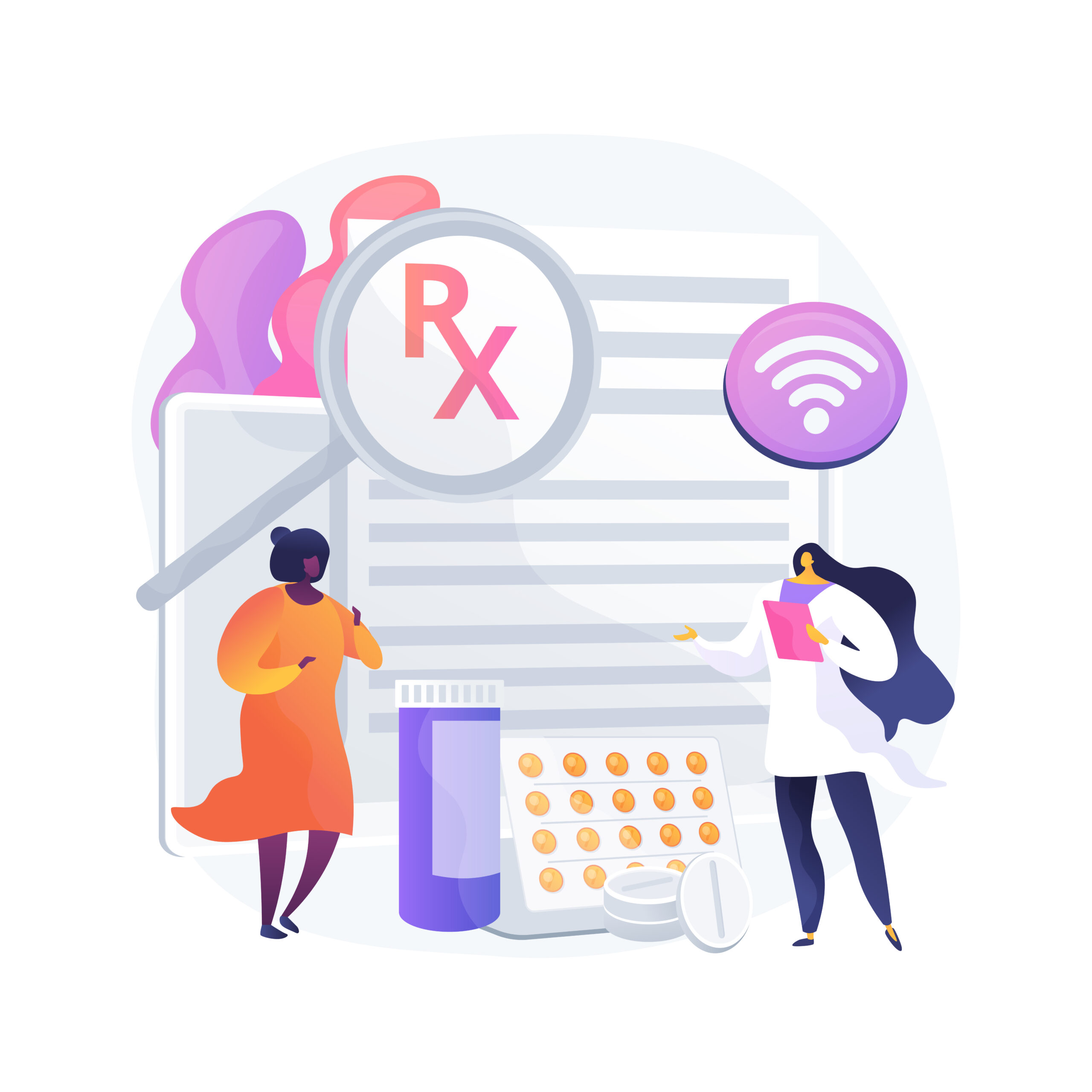 Online prescription system abstract concept vector illustration. Online prescription system abstract concept vector illustration. Online medical prescription system, electronic prescribing, online pharmacy, e-prescribing, digital request abstract metaphor.